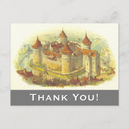 Middeleeuws kasteel "Dank u!" Briefkaart
