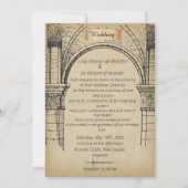 Middeleeuws kasteel faux perkament bruiloft kaart (Voorkant)