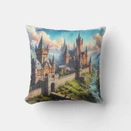 Middeleeuws kasteel in een bergvallei landschap kussen