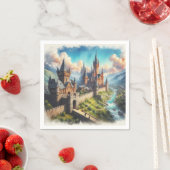 Middeleeuws kasteel in een bergvallei landschap servet (Insitu)