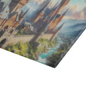 Middeleeuws kasteel in een bergvallei landschap snijplank (Hoek)