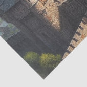 Middeleeuws kasteel in een bergvallei landschap tissuepapier (Detail)