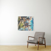 Middeleeuws kasteel in een bergvallei landschap wandkleed (In Situ (horizontaal))