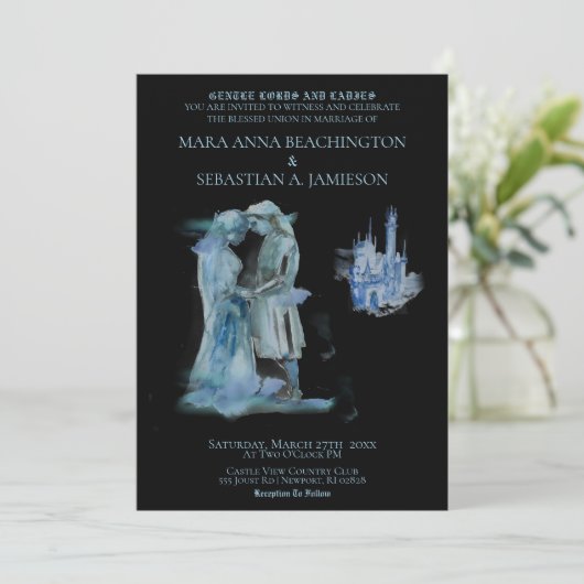 *~* Middeleeuws Kasteel Koppel Kasteel Verliefd Tr Kaart (Staand voorkant)