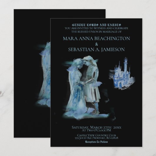 *~* Middeleeuws Kasteel Koppel Kasteel Verliefd Tr Kaart (Voorkant / Achterkant)