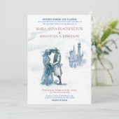 *~* Middeleeuws Kasteel Koppel Verliefd Huwelijk Kaart (Staand voorkant)