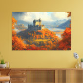 Middeleeuws kasteel op een heuvel canvas afdruk (Insitu (Woonkamer))