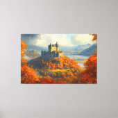 Middeleeuws kasteel op een heuvel canvas afdruk (Voorkant)
