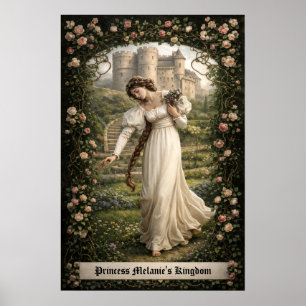 Middeleeuws Kasteel & Prinses die Bloemen verzamel Poster