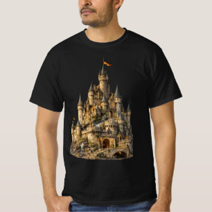 Middeleeuws Kasteel Ridder Mannen Fantasie Histori T-shirt