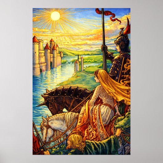 Middeleeuws Kasteel, Ridders & Prinses Poster (Voorkant)