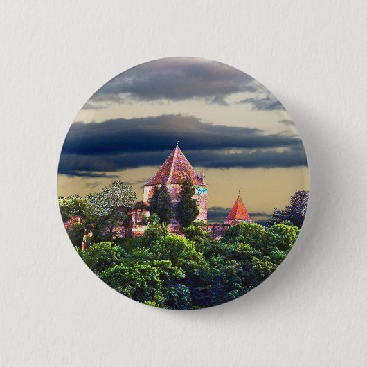 middeleeuws kasteel ronde button 5,7 cm (Voorkant)
