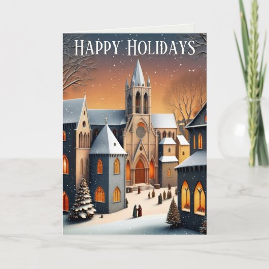 Middeleeuws kerstdorp scene kaart (Voorkant)