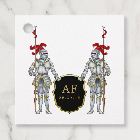 Middeleeuws Knight Castle Monogram Bedankjes Labels (Voorkant)