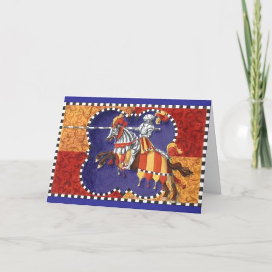Middeleeuws Knight Jousting Wenskaart Kaart (Voorkant)