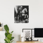 Middeleeuws Knight Riding Horse Illustration Poste Poster (Thuiskantoor)