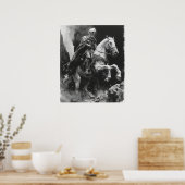 Middeleeuws Knight Riding Horse Illustration Poste Poster (Keuken)