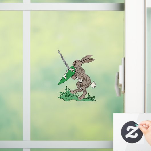 Middeleeuws krijgerkonijn raamsticker (Huis)