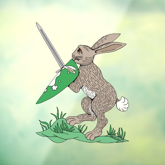 Middeleeuws krijgerkonijn raamsticker (Vel 3)