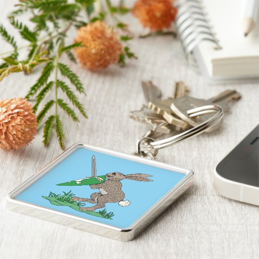 Middeleeuws krijgerkonijn sleutelhanger (Zijkant)