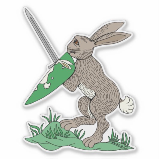 Middeleeuws krijgerkonijn sticker (Voorkant)