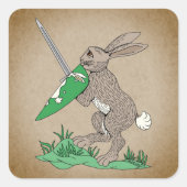 Middeleeuws krijgerkonijn vierkante sticker (Voorkant)
