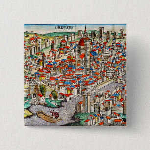 Middeleeuws landmark van Florence in Italië Vierkante Button 5,1 Cm