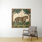 Middeleeuws luipaard met bomen Natuur Art Wandkleed (In situ)