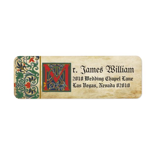 Middeleeuws Manuscript Bruiloft Label (Voorkant)