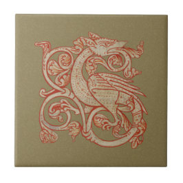 Middeleeuws Manuscript Dragon Ceramic Tegel Tegeltje