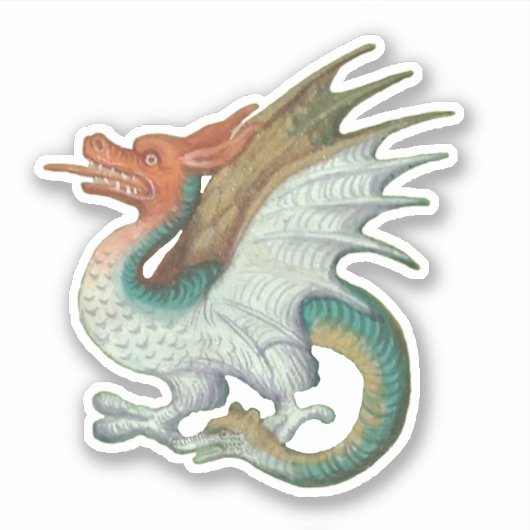 Middeleeuws manuscript Dragon Vinyl Sticker (Voorkant)
