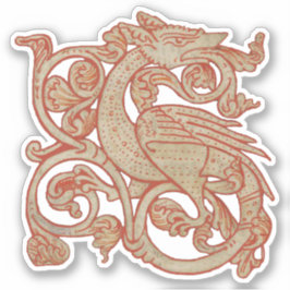 Middeleeuws manuscript Dragon Vinyl Sticker