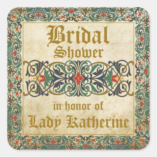 Middeleeuws Manuscript Gothic Vrijgezellenfeest La Vierkante Sticker (Voorkant)