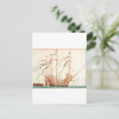 middeleeuws marineschip briefkaart (Staand voorkant)