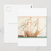 middeleeuws marineschip briefkaart (Voorkant / Achterkant)