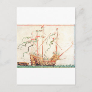 middeleeuws marineschip briefkaart