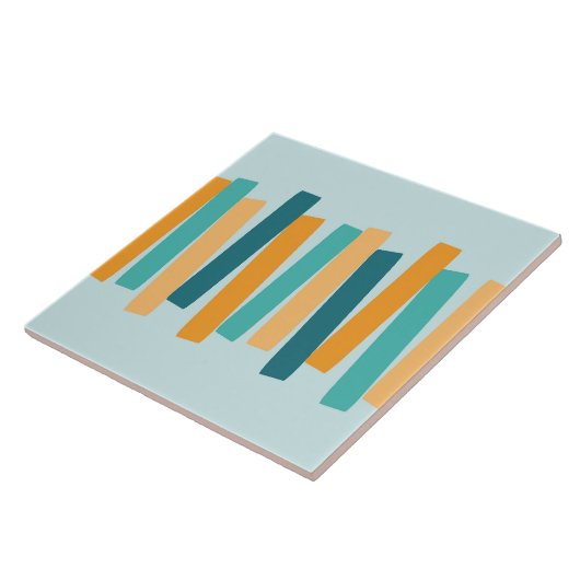 Middeleeuws modern atomisch funky blokjes aqua Sin Tegeltje (Zijkant)