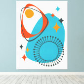 Middeleeuws modern atoomtijdperk 14 Blauw, Rood, S Canvas Afdruk (Insitu (Houten vloer))