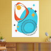 Middeleeuws modern atoomtijdperk 14 Blauw, Rood, S Canvas Afdruk (Insitu (Woonkamer))