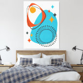 Middeleeuws modern atoomtijdperk 14 Blauw, Rood, S Canvas Afdruk (Insitu (Slaapkamer))