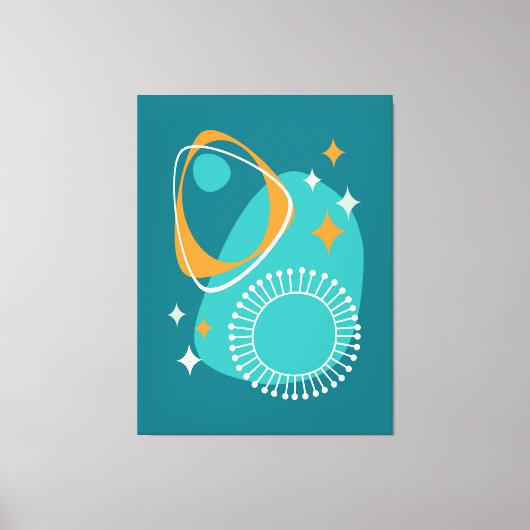 Middeleeuws modern atoomtijdperk 14 Blauwgroen aqu Canvas Afdruk (Voorkant)