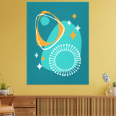 Middeleeuws modern atoomtijdperk 14 Blauwgroen aqu Canvas Afdruk (Insitu (Woonkamer))