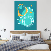 Middeleeuws modern atoomtijdperk 14 Blauwgroen aqu Canvas Afdruk (Insitu (Slaapkamer))