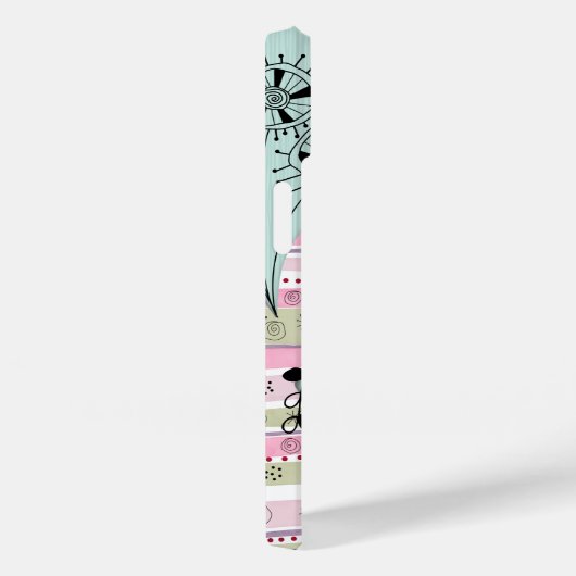 Middeleeuws modern bloemig Blauwgroen monogram Case-Mate iPhone Case (Achterkant / Rechts)