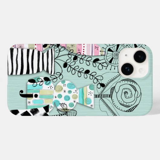 Middeleeuws modern bloemig Blauwgroen monogram Case-Mate iPhone Case (Achterkant (horizontaal))