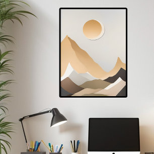 Middeleeuws modern Eclypsegebergte Abstract Boho Poster