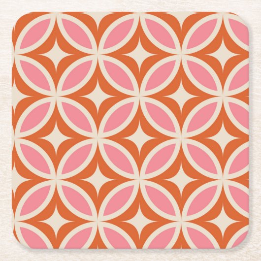 Middeleeuws Modern Geometrisch patroon roze sinaas Kartonnen Onderzetters (Voorkant)
