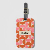 Middeleeuws modern geometrisch roze sinaasappel mo bagagelabel (Voorkant (verticaal))