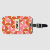 Middeleeuws modern geometrisch roze sinaasappel mo bagagelabel (Voorkant (horizontaal))