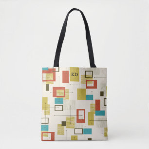 Middeleeuws modern geometrisch vormpatroon tote bag